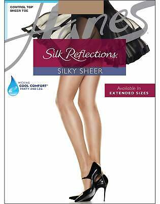 Hanes Pantyhose 4pack Silk Reflections Cool Comfort Control Sheer Toe Sandalfoot